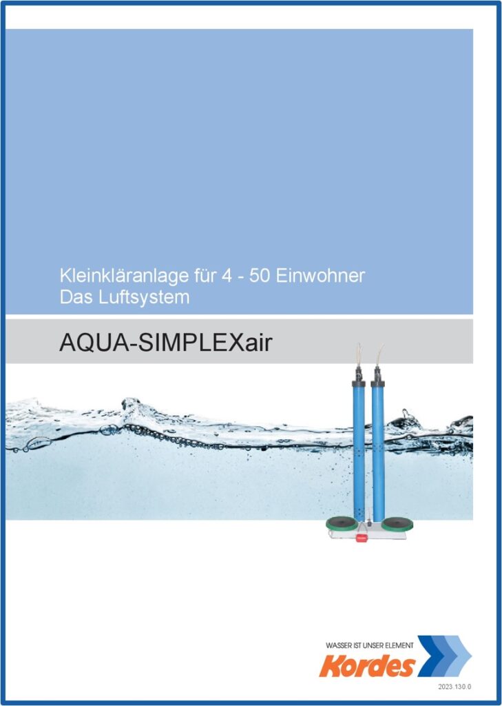 Kordes Kleinklaeranlage Abwasser SBR Broschuere Aqua Simplex Air 729x1024 - Kleinkläranlage AQUA-SIMPLEXair