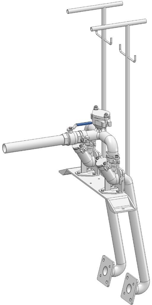 Kordes Pumpstation Druckentwaesserung Abwasser Variant Armatur Traverse Edelstahl DN 40 Doppel 513x1024 - Druckentwässerung VARIANT mit PE-Behälter