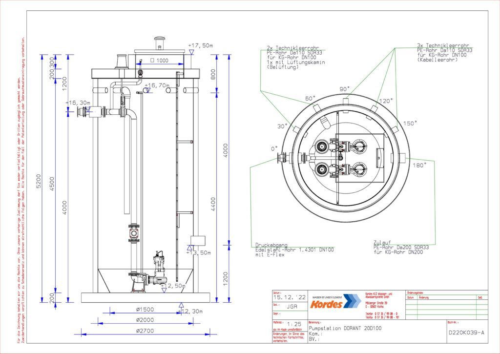 Kordes Pumpstation Nassaufstellung Abwasser Dorant PE HD Wickelrohr Planung Zeichnung 2D 1024x725 - Pumpstation DORANT