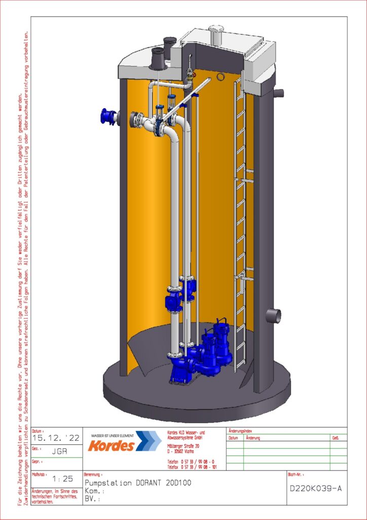 Kordes Pumpstation Nassaufstellung Abwasser Dorant PE HD Wickelrohr Planung Zeichnung 3D 724x1024 - Pumpstation DORANT