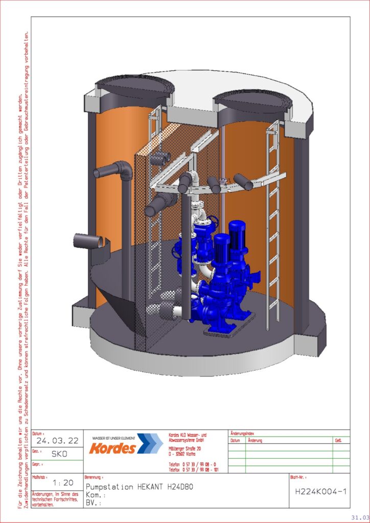 Kordes Pumpstation Trockenaufstellung Abwasser PE HD Wickelrohr Hekant Planung Zeichnung 3D 724x1024 - Pumpstation HEKANT